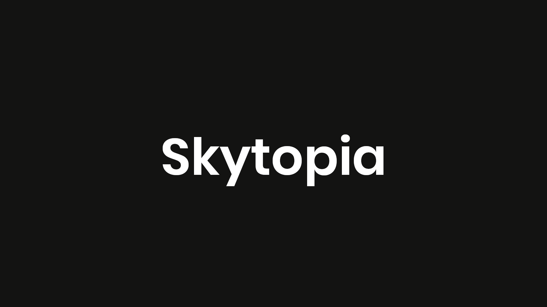 A dark background with the word 'Skytopia' written in the center.